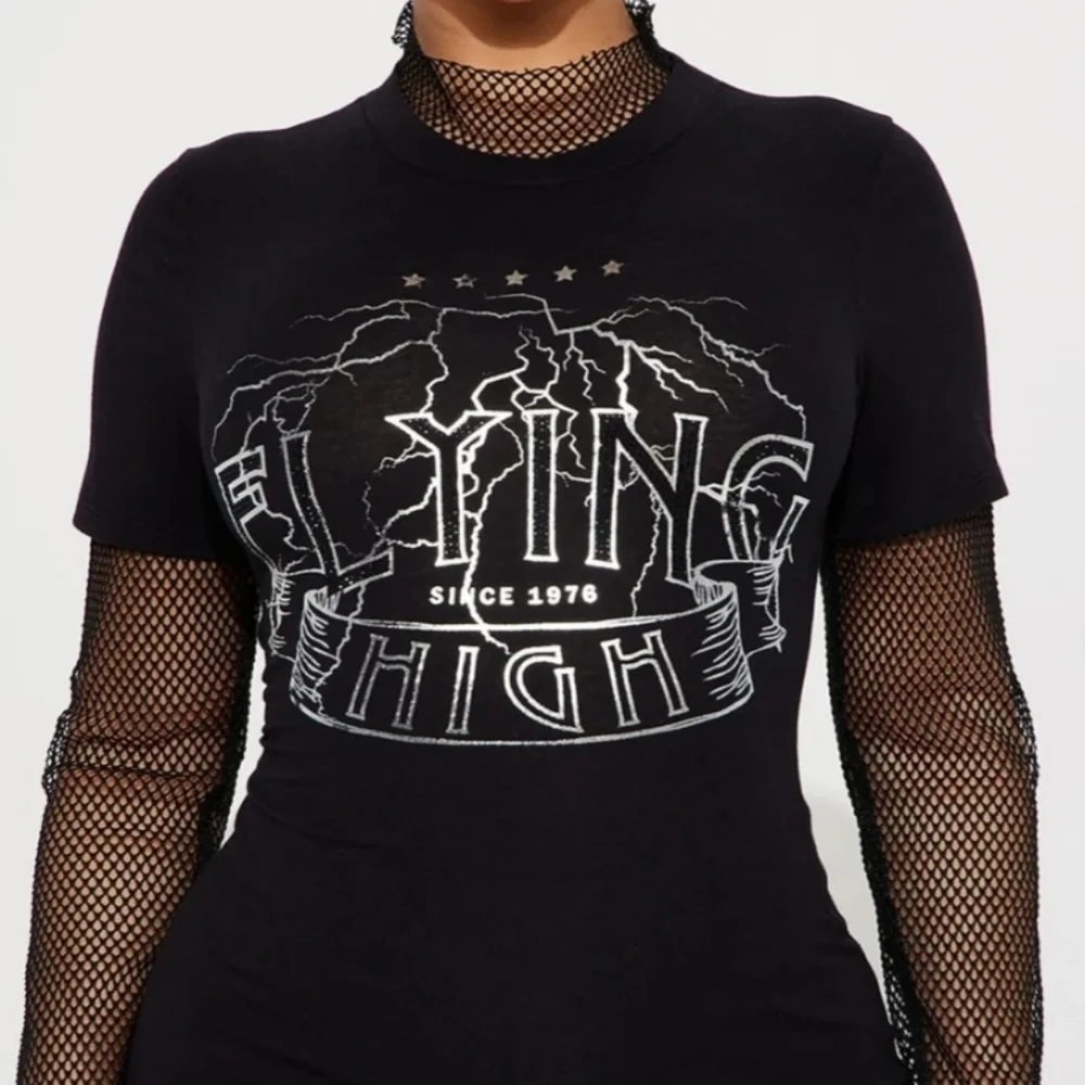 Fashion Nova Black Long Sleeve Dress with Graphic - Picture 7 of 9